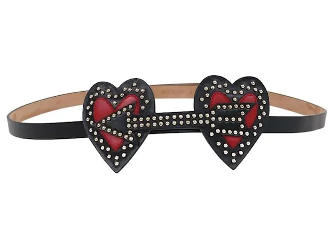 Cintura Slim Logo Segni di Cuori Neri Red Valentino L Nero