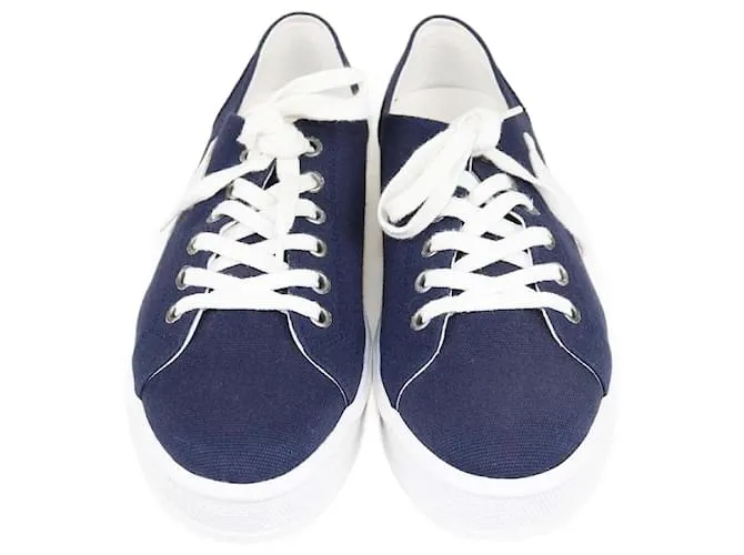 Céline Sneakers basse con lacci Triomphe Jane in blu navy di Celine