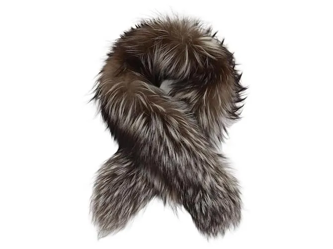 Sciarpa in pelliccia di volpe marrone/bianca SportMax Bianco