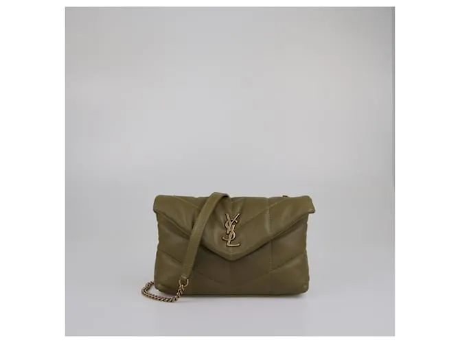 Borsa a spalla mini puffer verde oliva Saint Laurent
