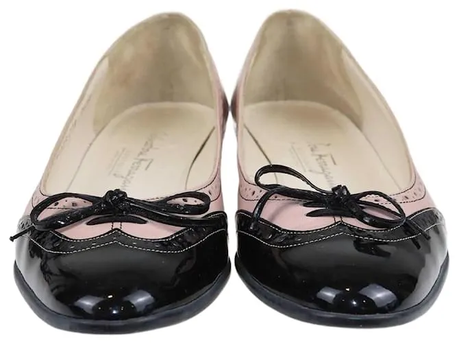 Ballerine con fiocco rosa/nero Salvatore Ferragamo