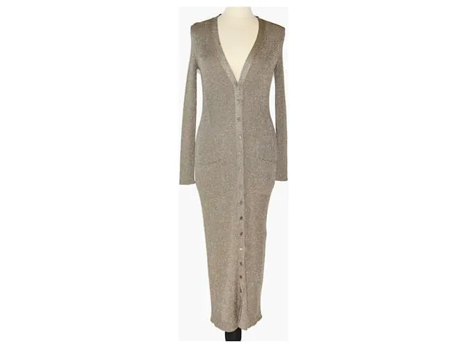 Vestito lungo in cardigan glitter verde Valentino