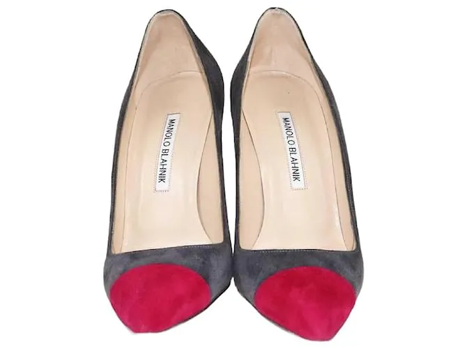 Manolo Blahnik Décolleté Punta Bipunta Grigio Scuro/Magenta Grigio antracite