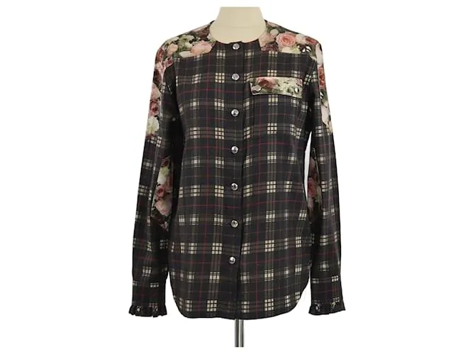 Camicia a maniche lunghe con stampa floreale a quadri multicolore Givenchy
