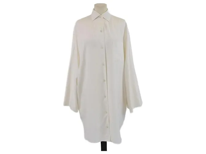 Camicia oversize a maniche lunghe Kristen tinto giapponese crema di Loro Piana Crudo