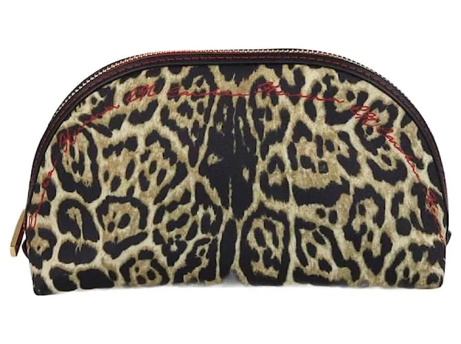 Autre Marque Pochette cosmetica stampa leopardata nera/marrone CH Carolina Herrera Nero