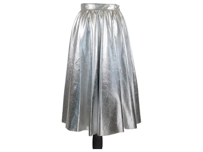 Gonna midi plissettata argento MSGM