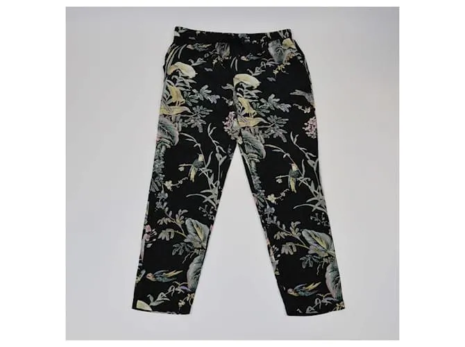 Pantaloni dritti neri con stampa floreale RED Valentino Nero