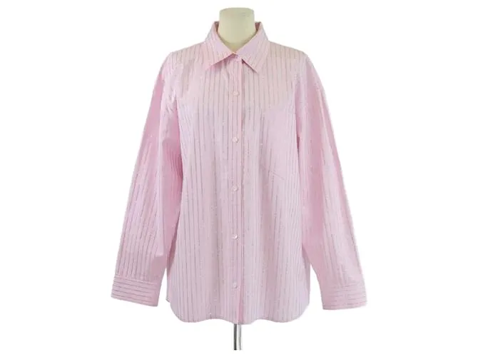 Camicia con bottoni decorata con cristalli a righe rosa di Alexander Wang