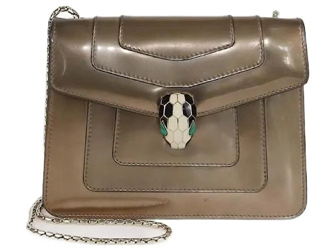 Bulgari Borsa a tracolla Bvlgari Bronze Patent Serpenti Forever Bronzo