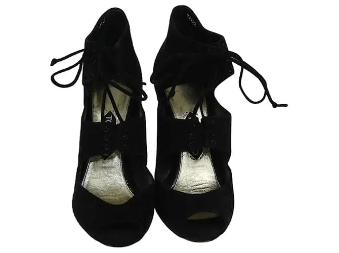 Sandali alla caviglia neri con tagli a peep toe di Tom Ford Nero