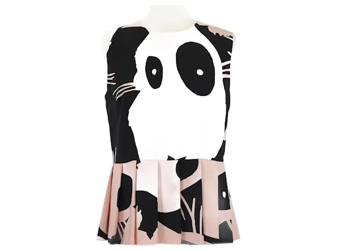 Top Peplum con Stampa Teschio Rosa/Nero Alexander McQueen