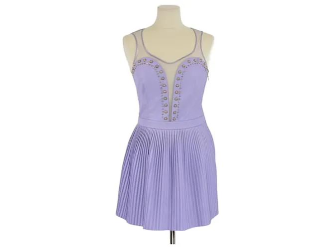 Abito mini senza maniche con borchie lavanda Elisabetta Franchi