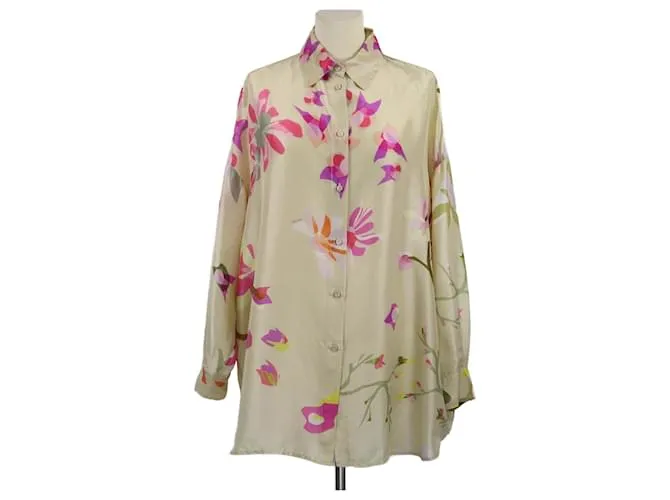 Camicia a maniche lunghe in seta stampata floreale multicolore Missoni