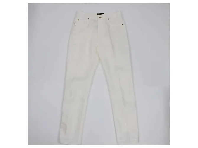 Pantaloni Slim Fit in Denim Bianco Loro Piana