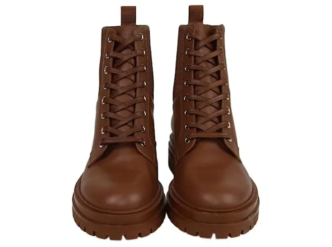 Stivali da combattimento con rifiniture marroni Gianvito Rossi Marrone