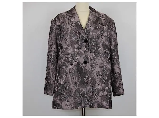 Blazer oversize in jacquard nero Lotus Ganni con onde