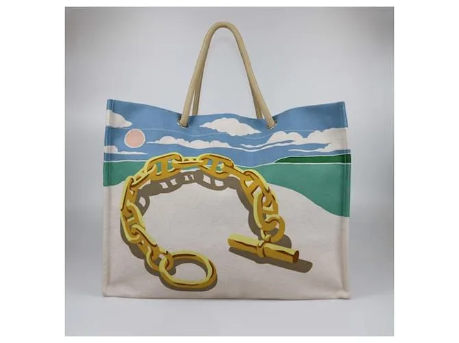 Borsa da spiaggia Escale à La Plage in tela multicolore di Hermès