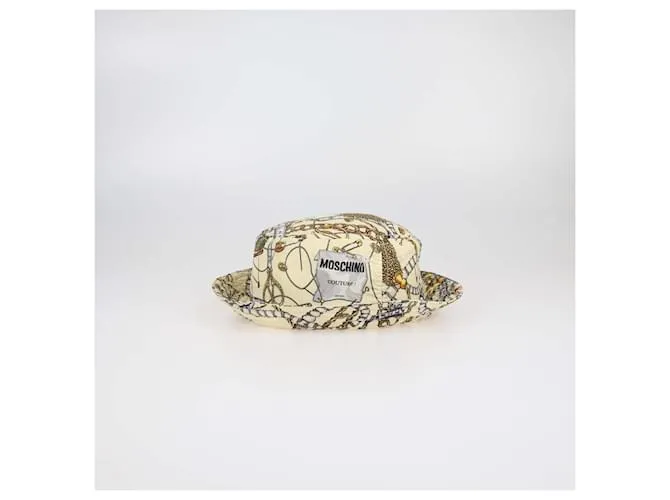 Cappello bucket stampato in crema Moschino Crudo