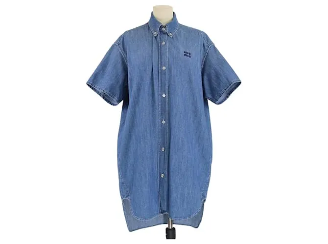 Abito in chambray denim blu zaffiro Miu Miu
