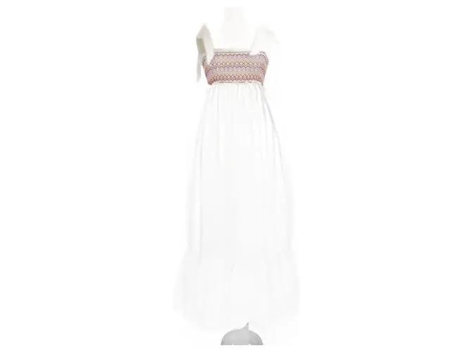 Abito midi bianco/multicolore con maniche legate Zimmermann