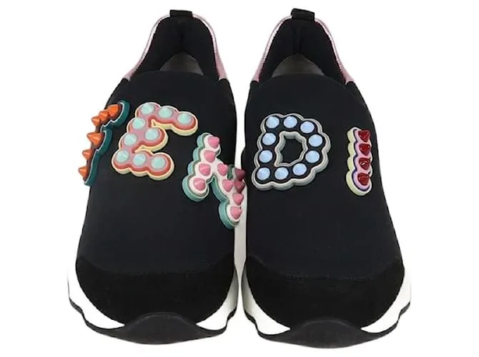 Sneakers Slip On Fendi Nero/Rosa Fun Fair Logo