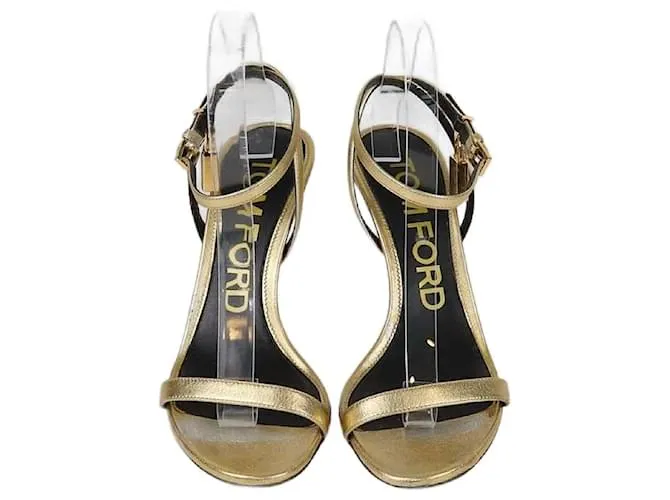 Sandali Nudi a Punta con Lucchetto Oro Tom Ford