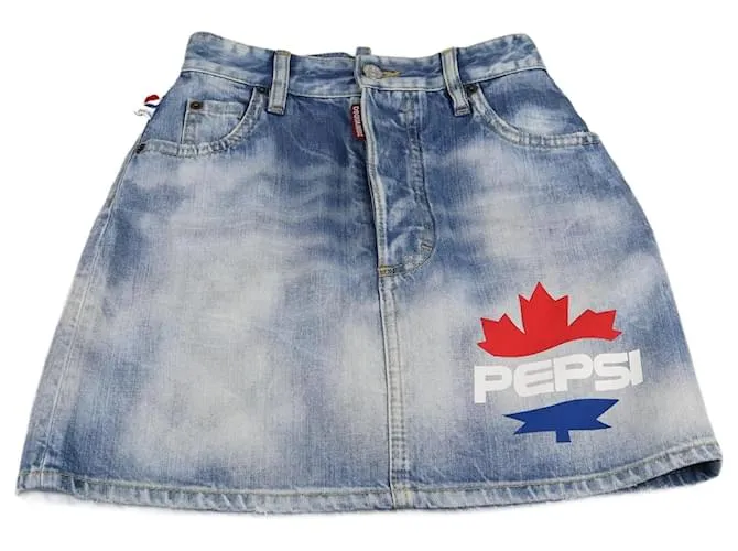 Gonna mini in denim blu lavato Dsquared2 x Pepsi