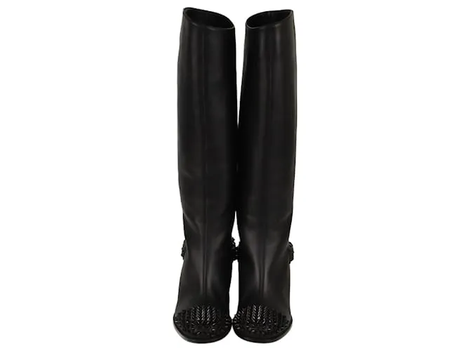 Stivali alti Egoutina neri con borchie Christian Louboutin Nero