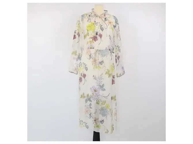 See by Chloé Abito midi a maniche lunghe con scollo a V stampato floreale bianco/multicolore See By Chloe