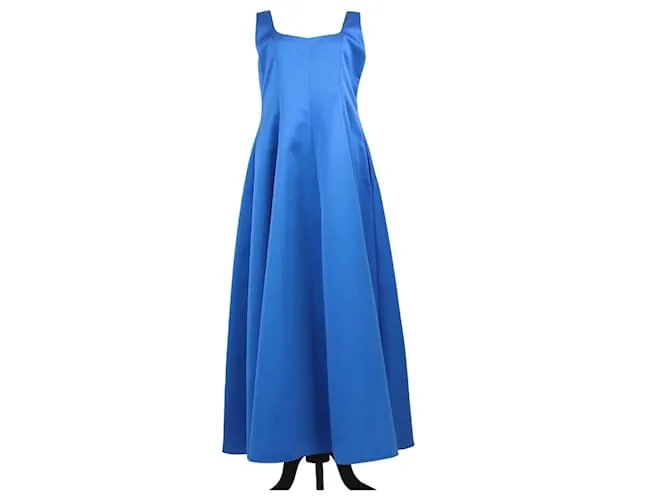 Autre Marque Abito maxi senza maniche plissettato blu CH Carolina Herrera