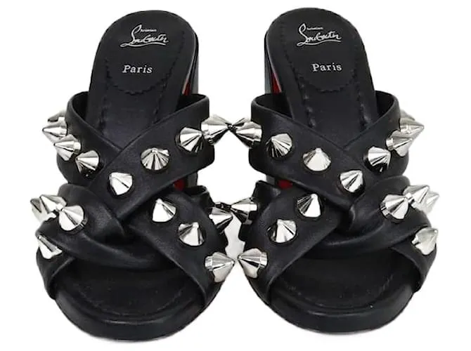 Mule nere Spika Club con borchie Christian Louboutin Nero