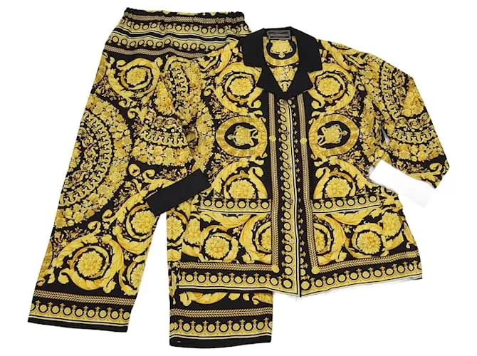 Set di pigiama Barocco giallo/nero Versace