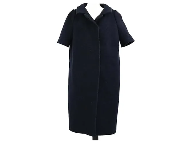 Cappotto blu navy con dettagli in bottone, lunghezza ginocchio Marni