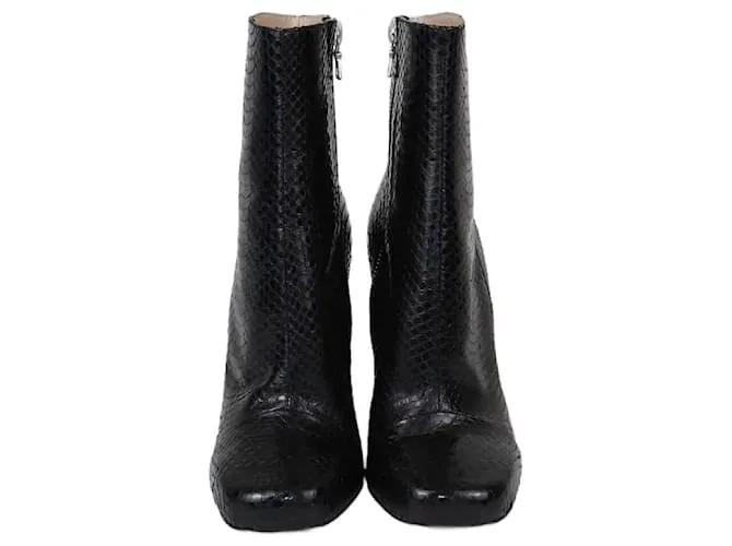 Stivaletti con tacco in pitone nero Dries Van Noten