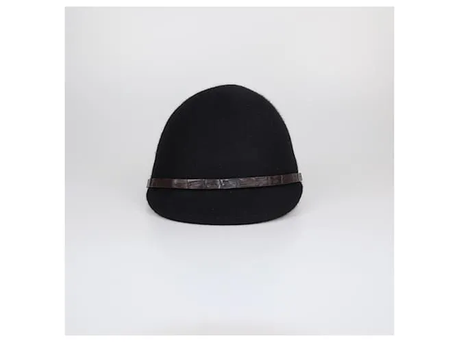 Cappello da equitazione in alligatore nero/marrone Loro Piana