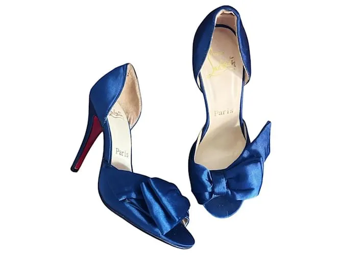 Tacchi Christian Louboutin - Décolleté in raso blu - Taglia 37 EU / 6,5 US - Tacchi di lusso, scarpe da sposa