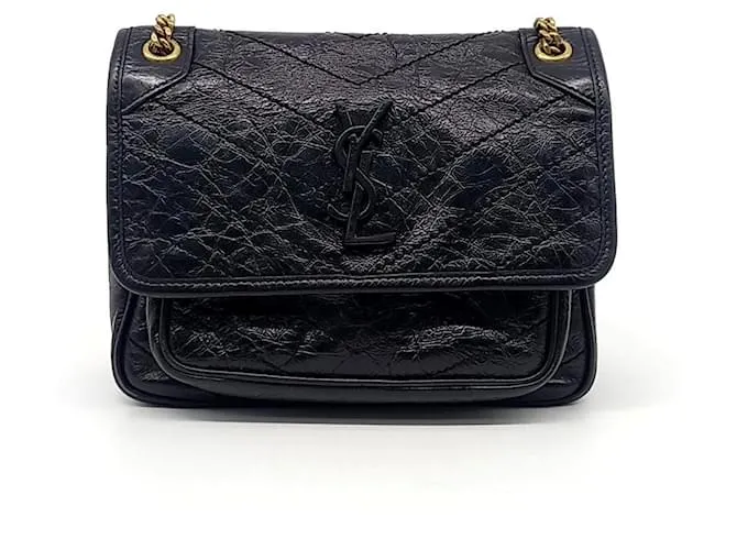 Borsa a Spalla Niki Baby Chain di Saint Laurent (633160) (10201798) Nero