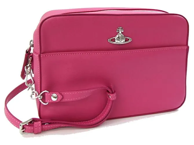 Borsa a spalla in pelle Saffiano rosa Vivienne Westwood