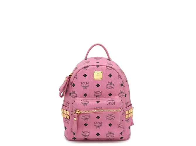 Zaino in pelle e tela rosa MCM