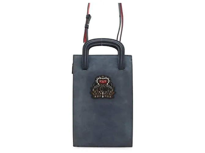 Borsa a mano Trick Track Small di Christian Louboutin Blu navy
