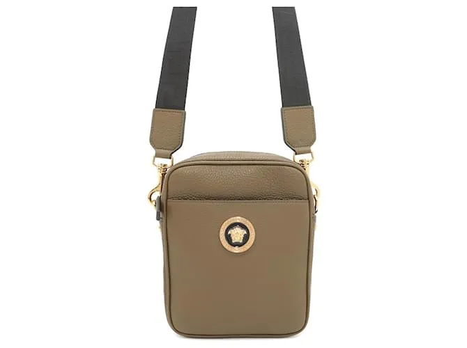 Borsa a Spalla in Pelle di Vitello Medusa di Versace Cachi