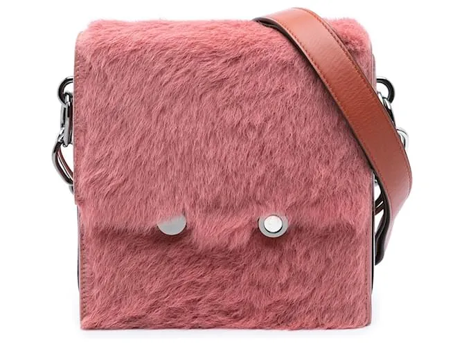Marni Borsa a tracolla in shearling rosa con catena