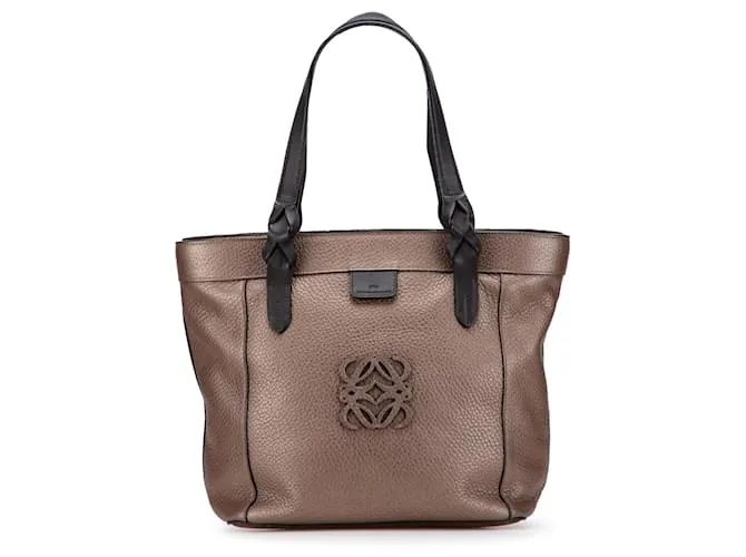 LOEWE Tote Fusta in pelle marrone con anagramma Bronzo