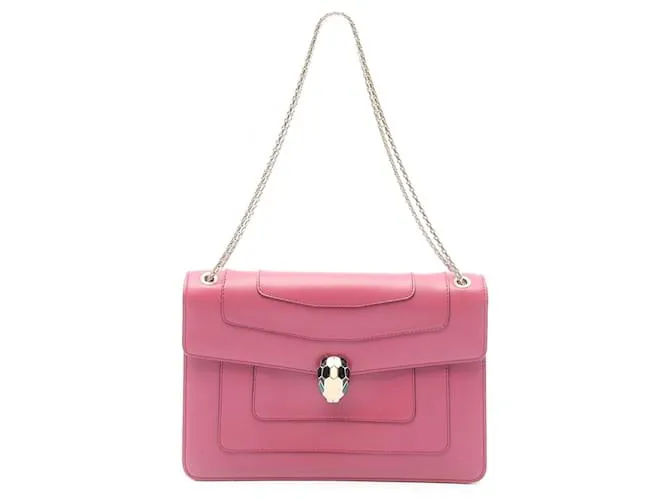 Bulgari Borsa a spalla Serpenti Forever in pelle di vitello rosa medio Bvlgari