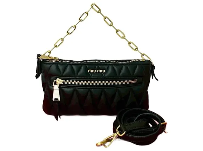 Miu Miu Borsa 2 in 1 in pelle matelassé MiuMiu Nero
