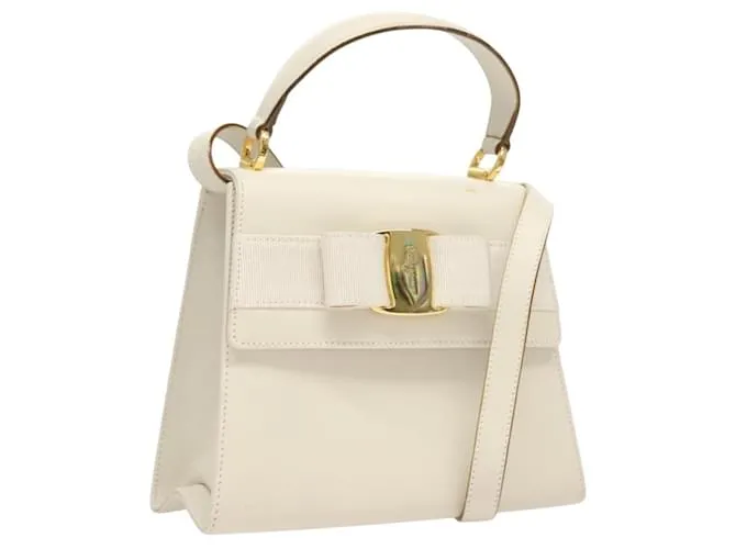 Borsa a mano Vala in pelle 2 in 1 bianca e oro Salvatore Ferragamo Auth 132890 Bianco D'oro