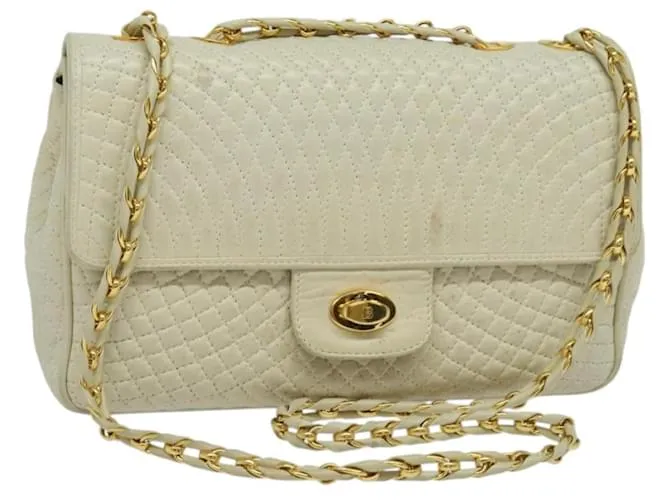 BALLY Borsa a Spalla in Pelle Bianca e Oro Auth bs28307 Bianco D'oro