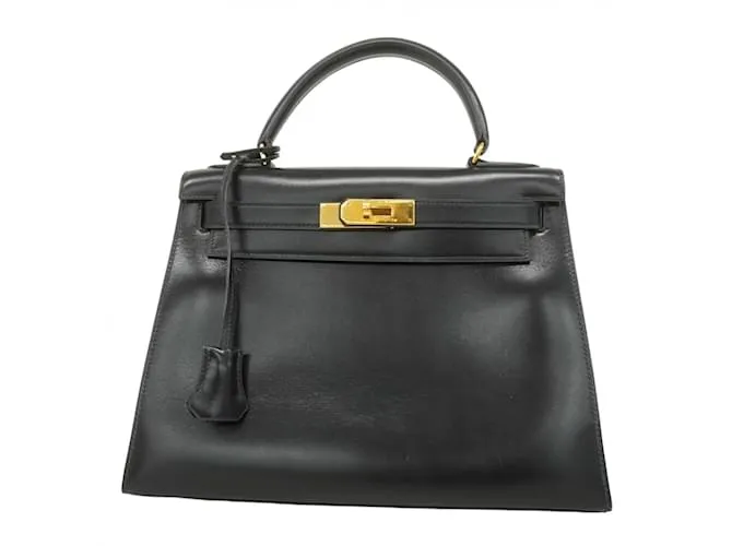 Borsa Hermès Kelly 28 in pelle di vitello nera Nero