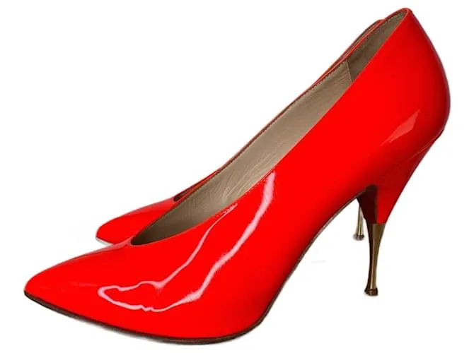 Christian Louboutin Lola Pump 100 Patente Arancione 40 Rosso Corallo